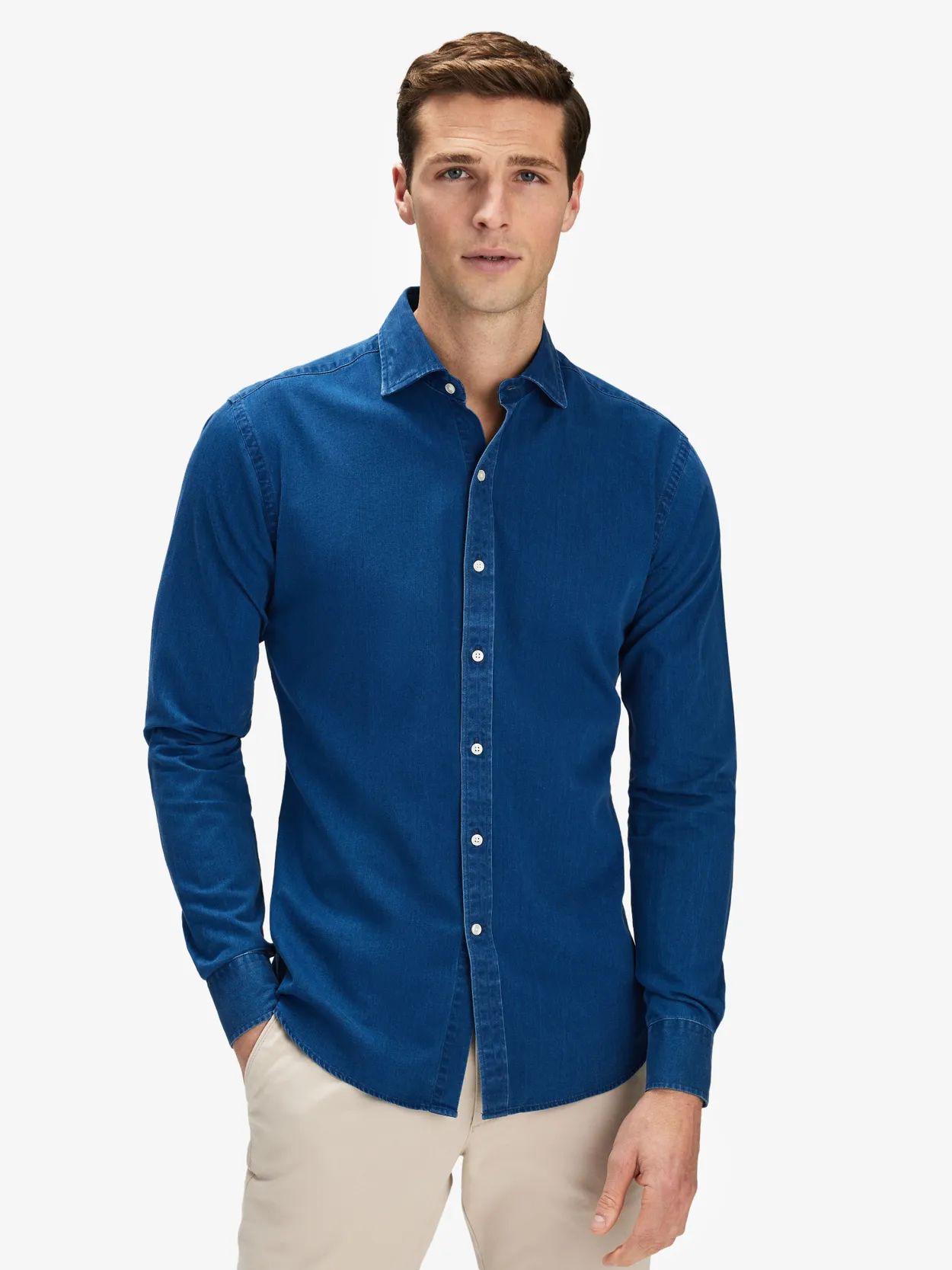 Blå Denim Skjorte