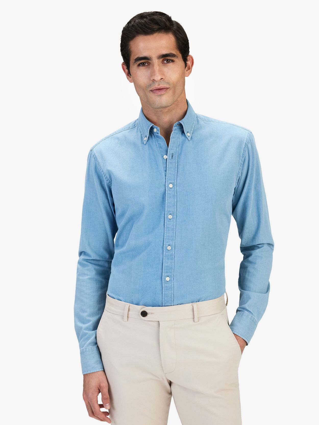 Light blue denim shirt cheap mens outfit