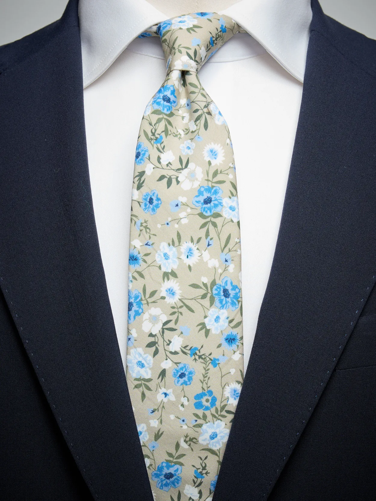 Light Blue Tie Cotton Floral