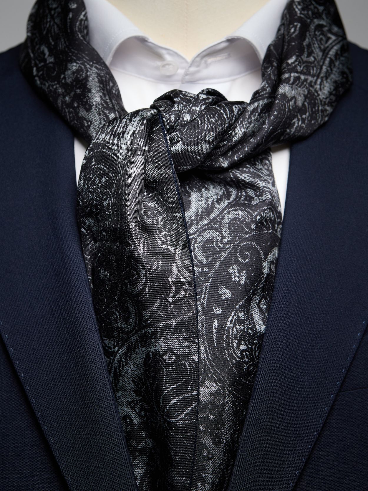 Black Wool & Silk Scarf