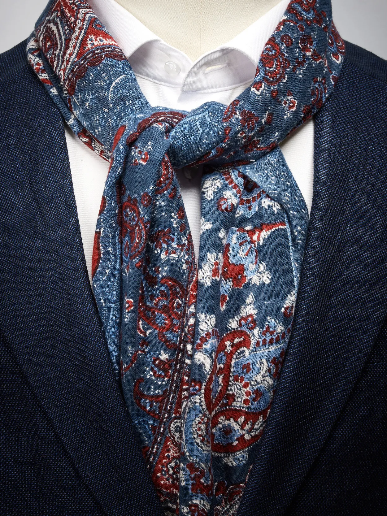 Red & Blue Linen Scarf