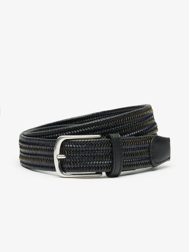 Dark Brown Leather Braided Belt - Men display picture 1