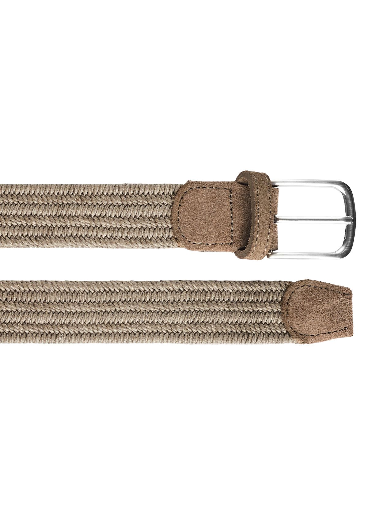 Genuine Leather Trim Woven Braided Brown & Cream Colorblock Belt from London Braided Wide Standard - 1.5 main image 3