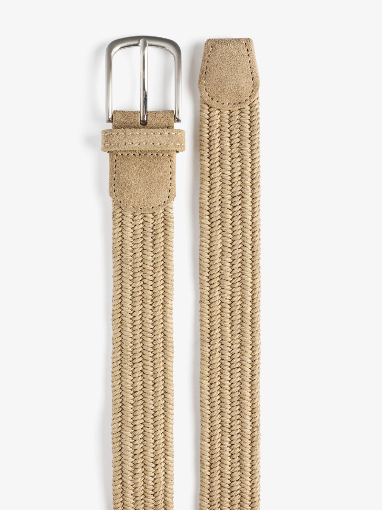 2 Woven Minimalist Beige and Tan Belt Tan Woven Raffia Stretch Belt | Avara main image 4