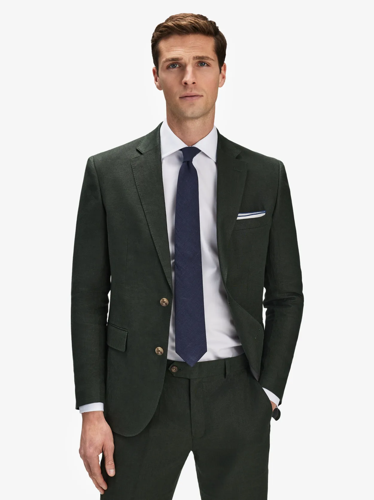 Dark Green Linen Suit Jacket Elia