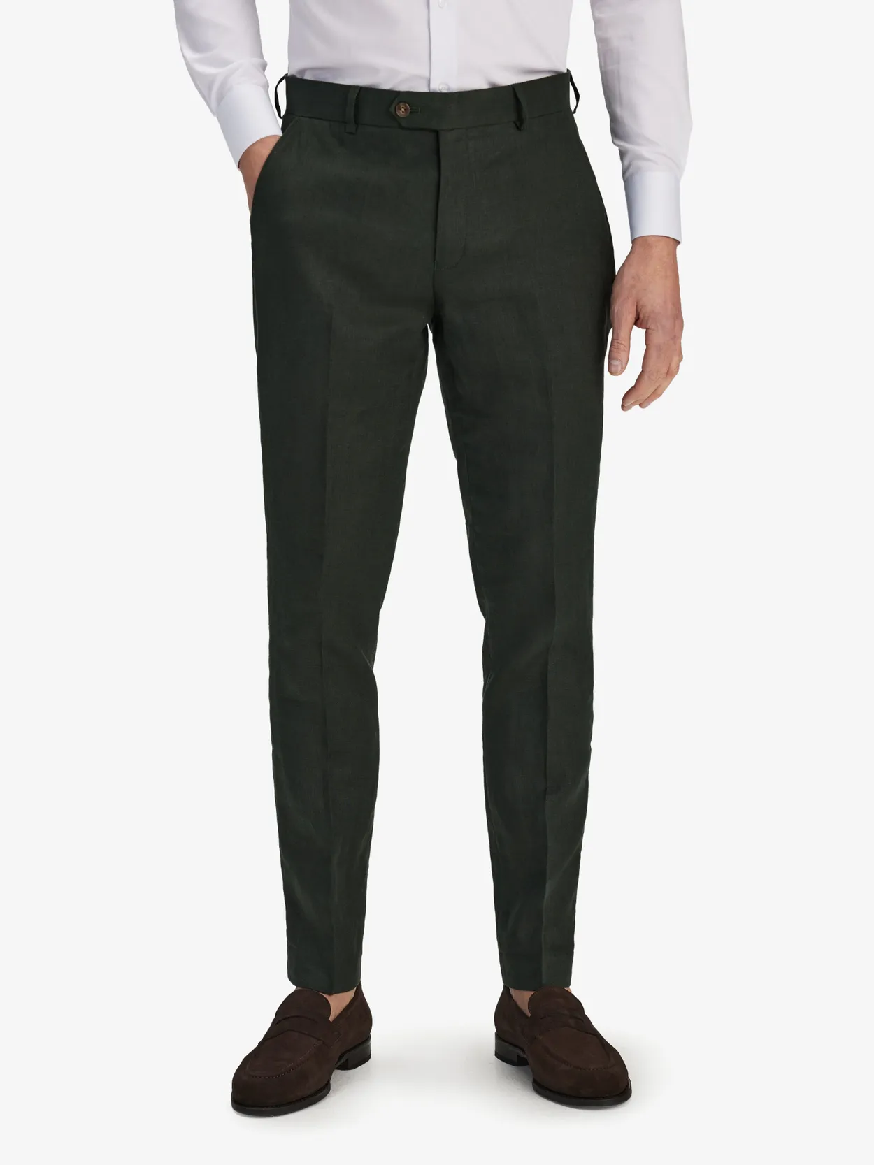 Dark Green Linen Trousers Elia