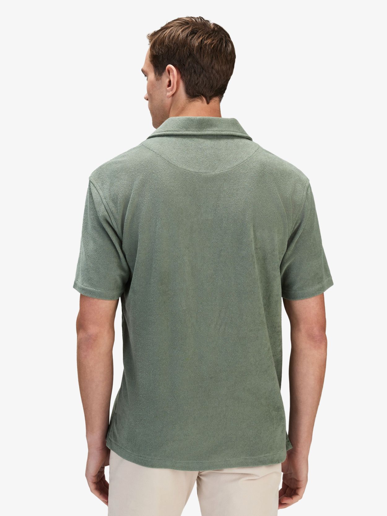 olive green collared shirt