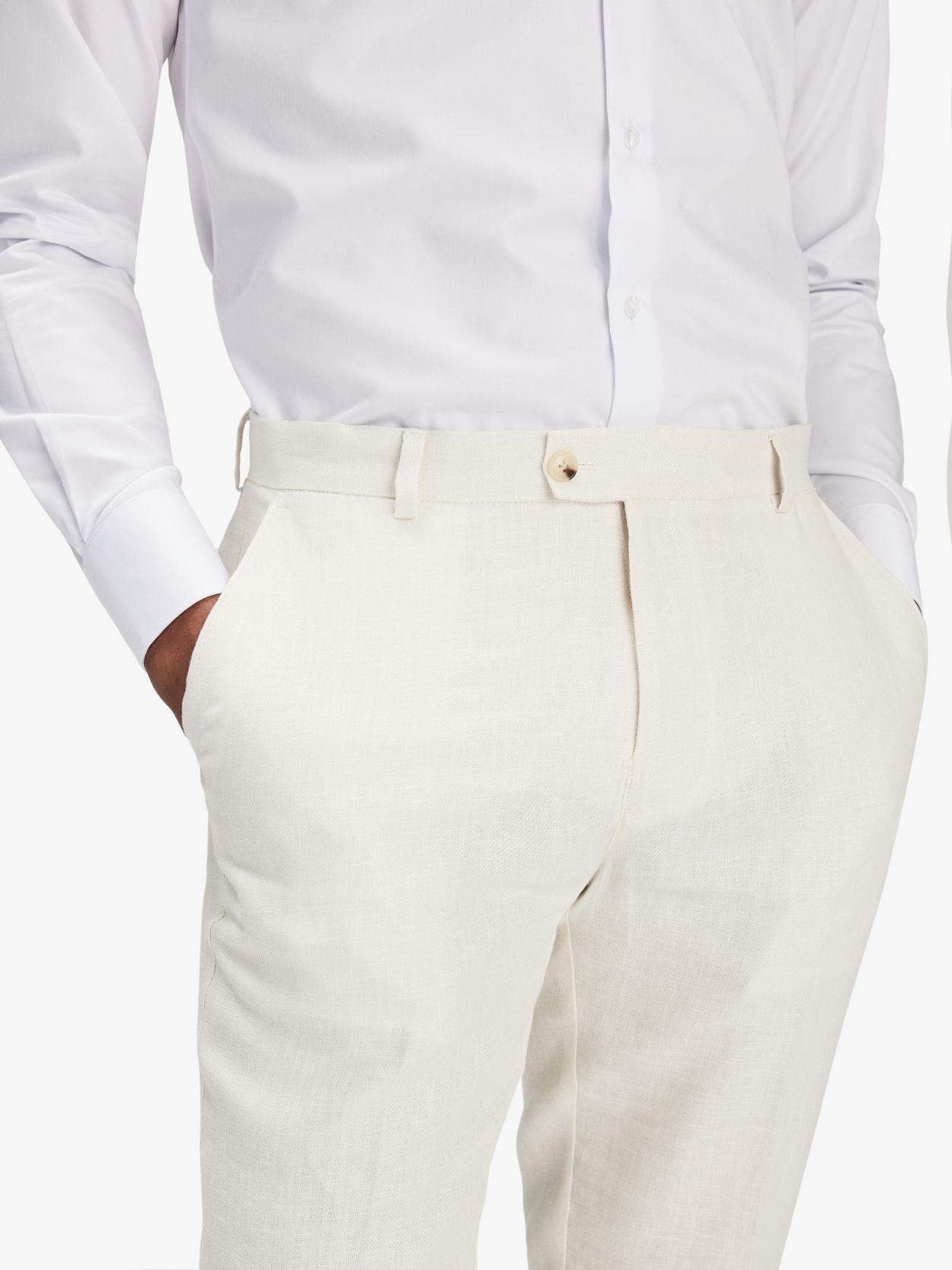 Off white linen hot sale trousers mens