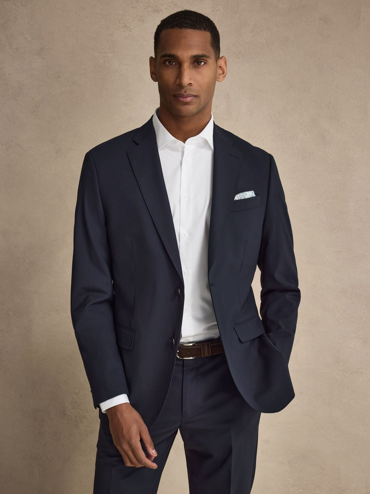 Image number 1 for product Dark Blue Suit Stretch Wool Mix