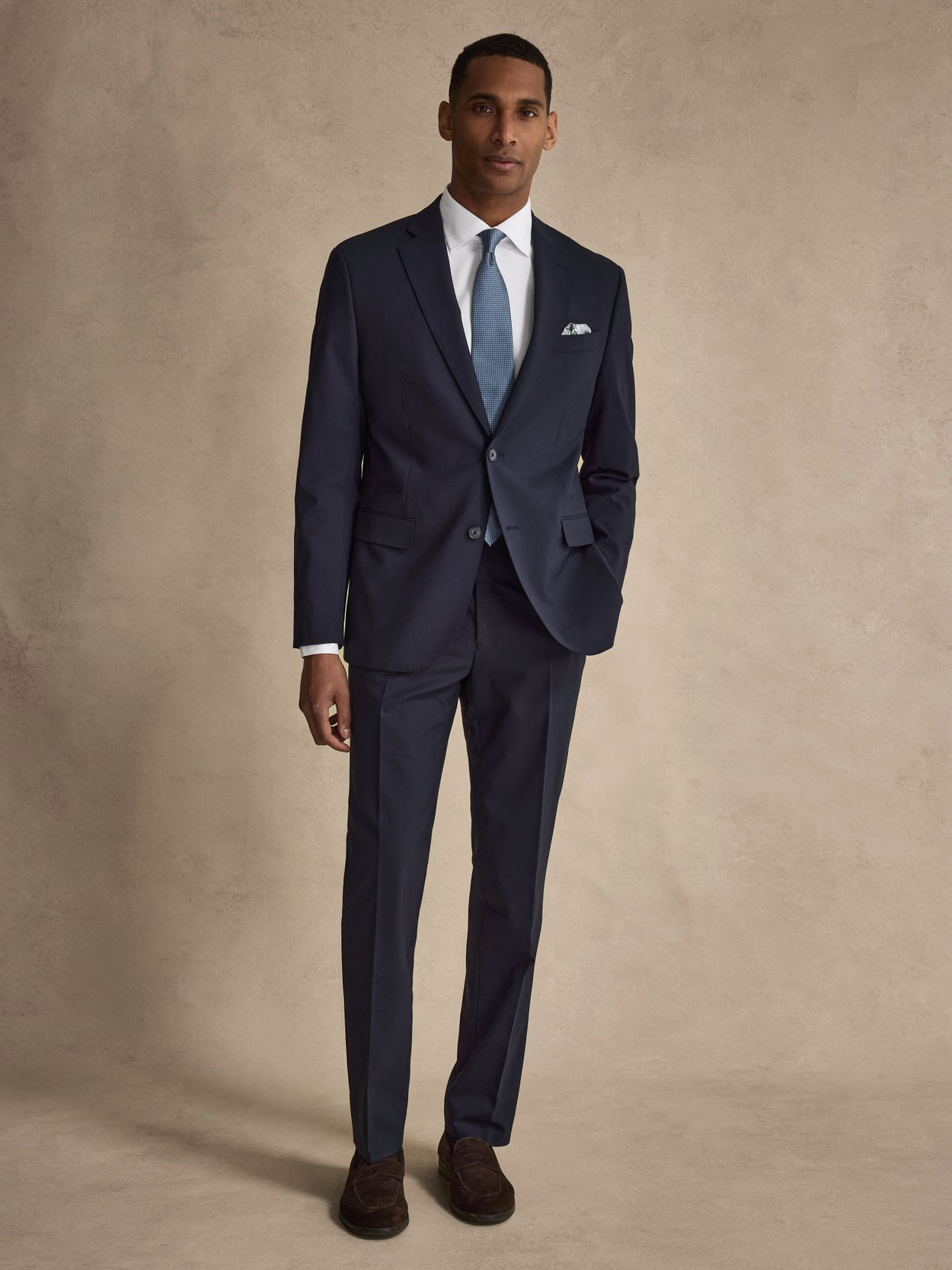 Image number 3 for product Dark Blue Suit Stretch Wool Mix