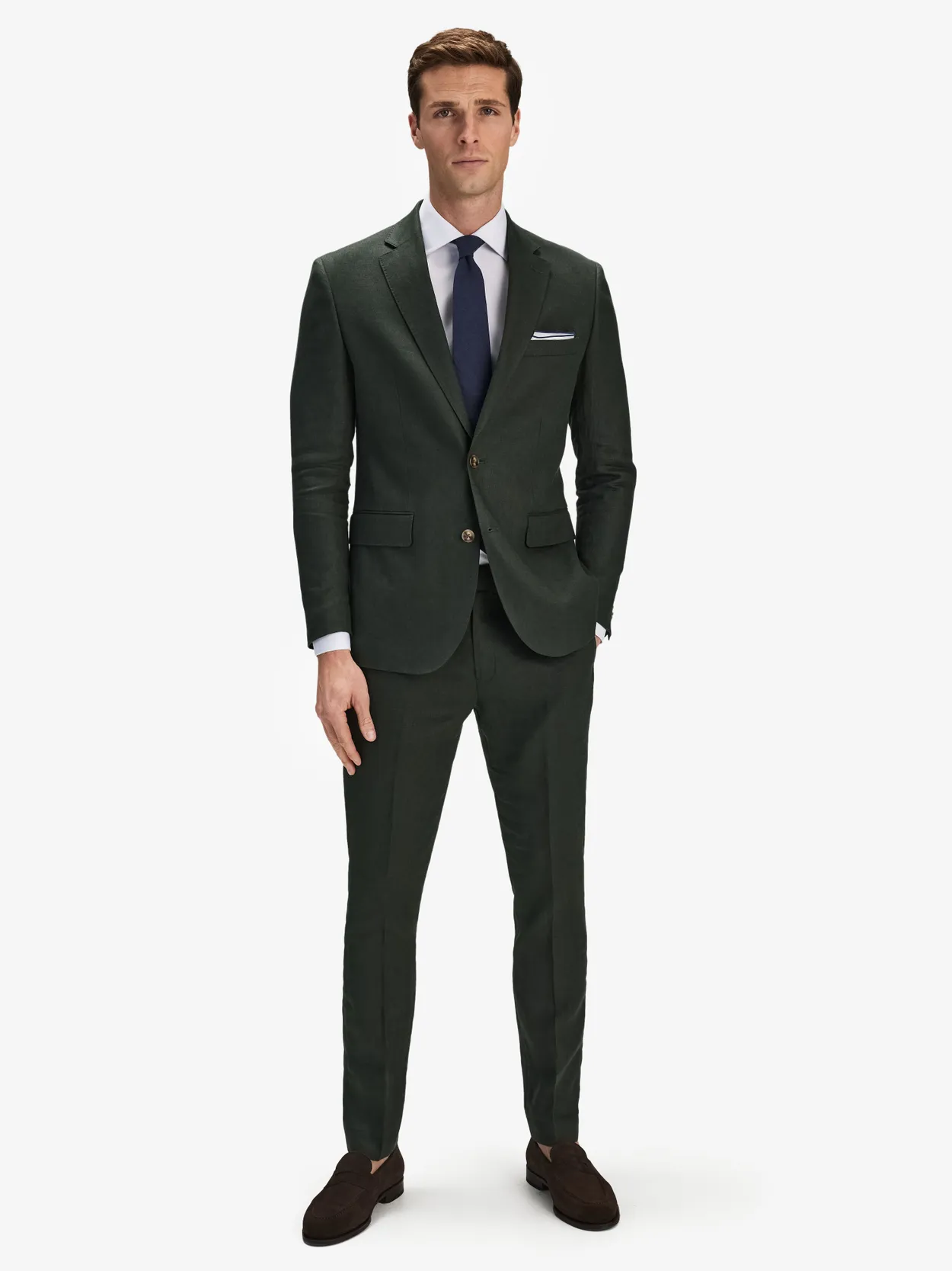 Image number 4 for product Dark Green Linen Suit Elia
