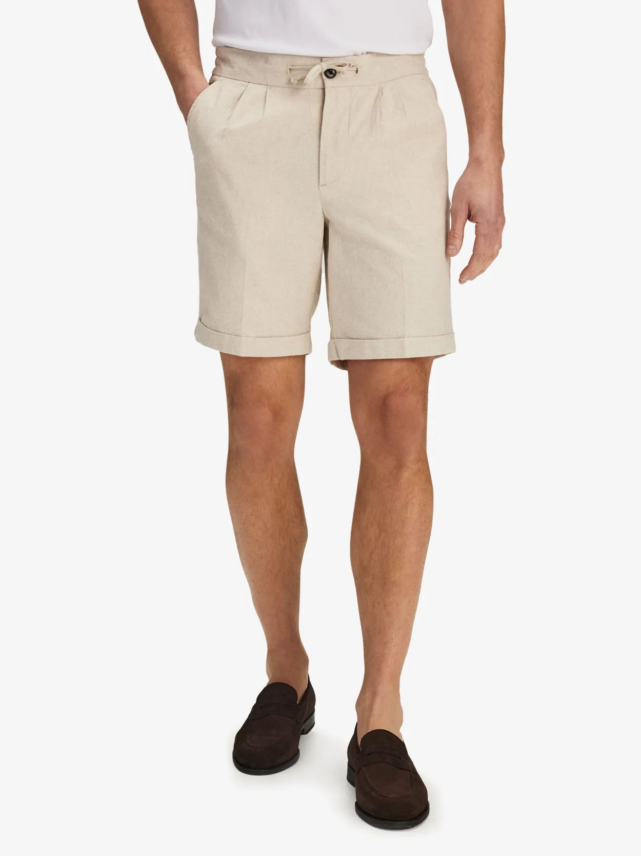 Beige Linshorts Maine