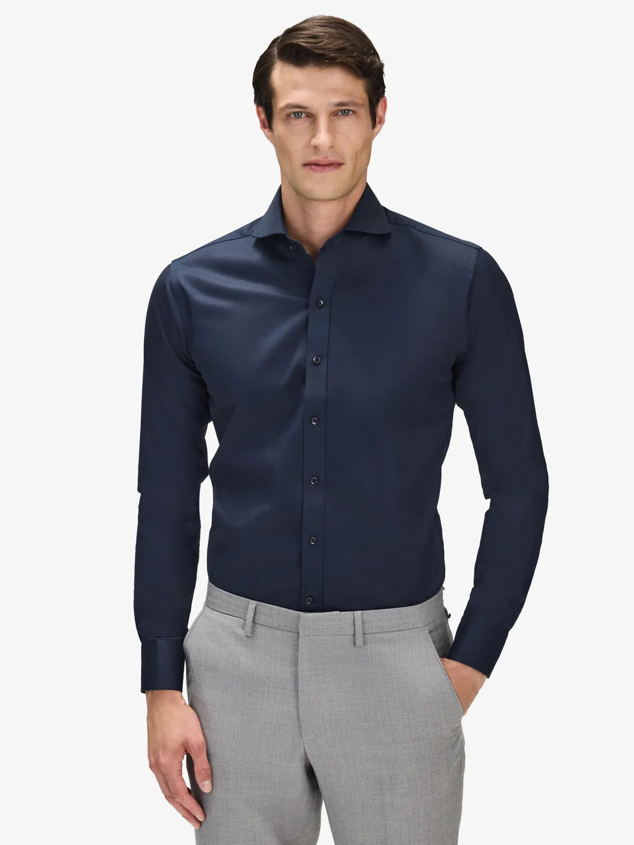 Donkerblauw Slim Fit Stretch Overhemd