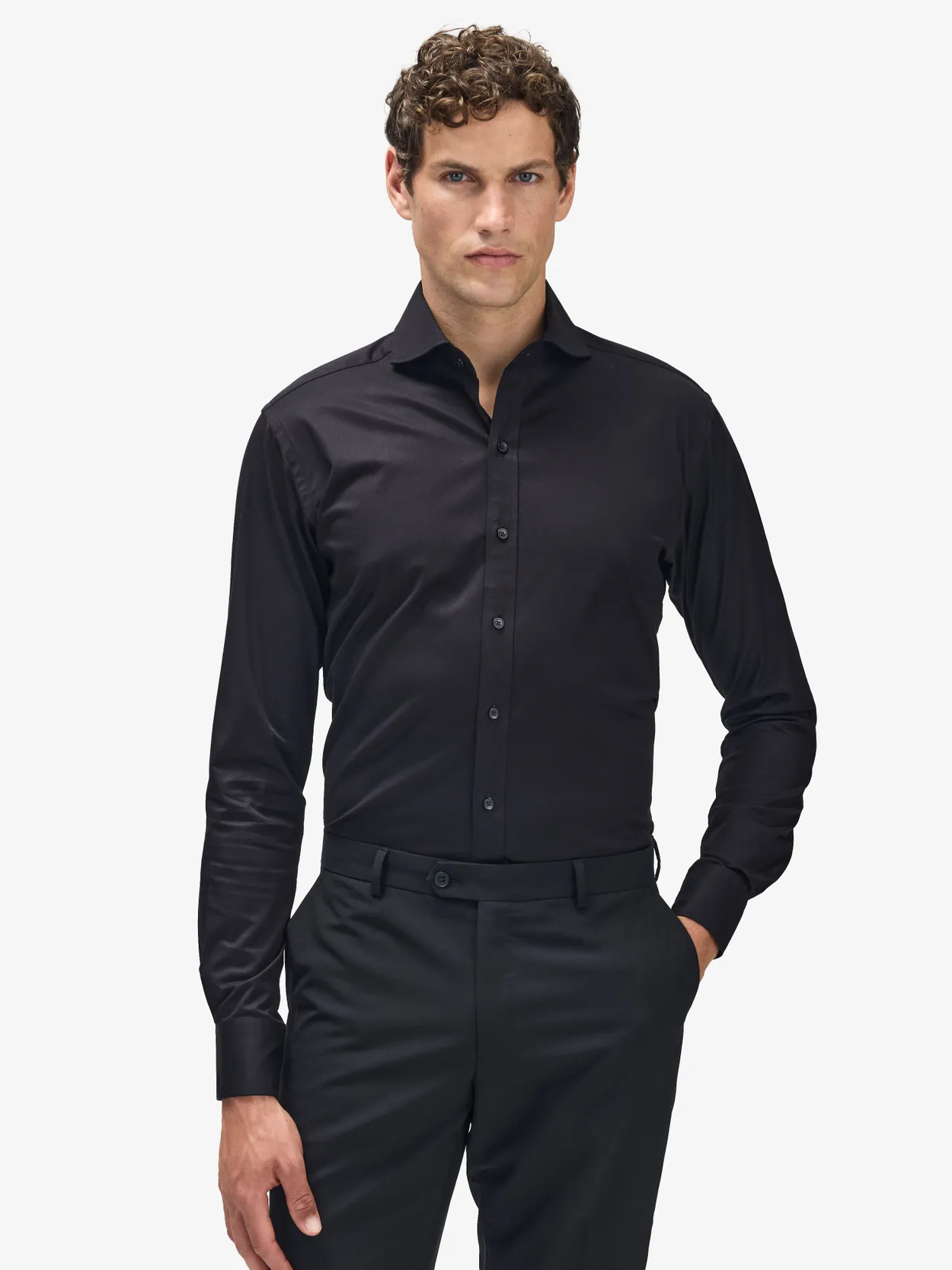 Zwarte Slim Fit Stretch Overhemd