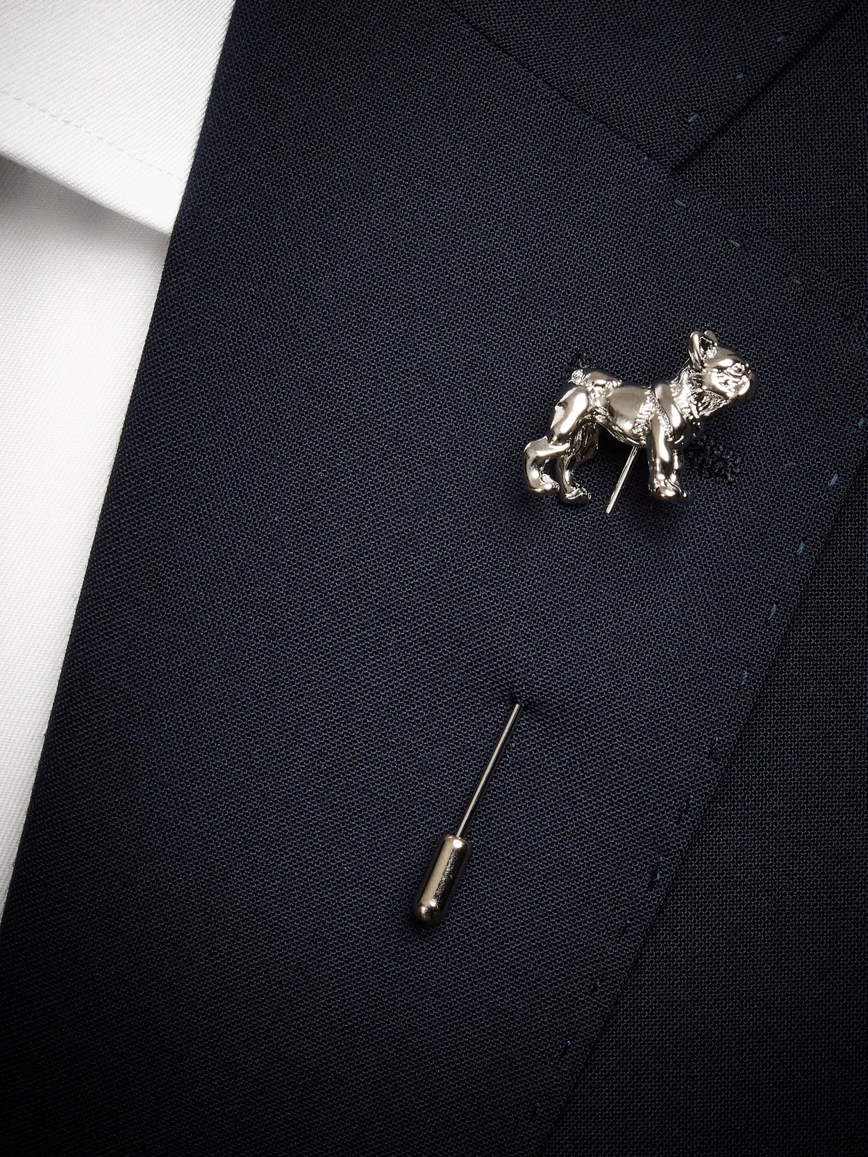 Silver Lapel Pin Dog