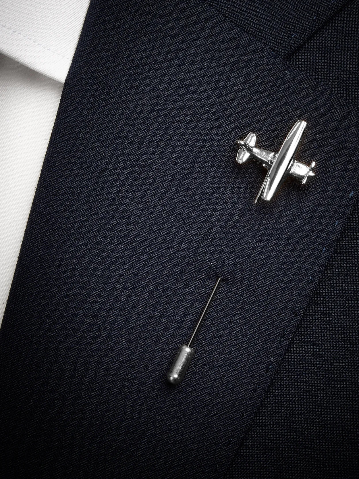 Silver Lapel Pin Airplane