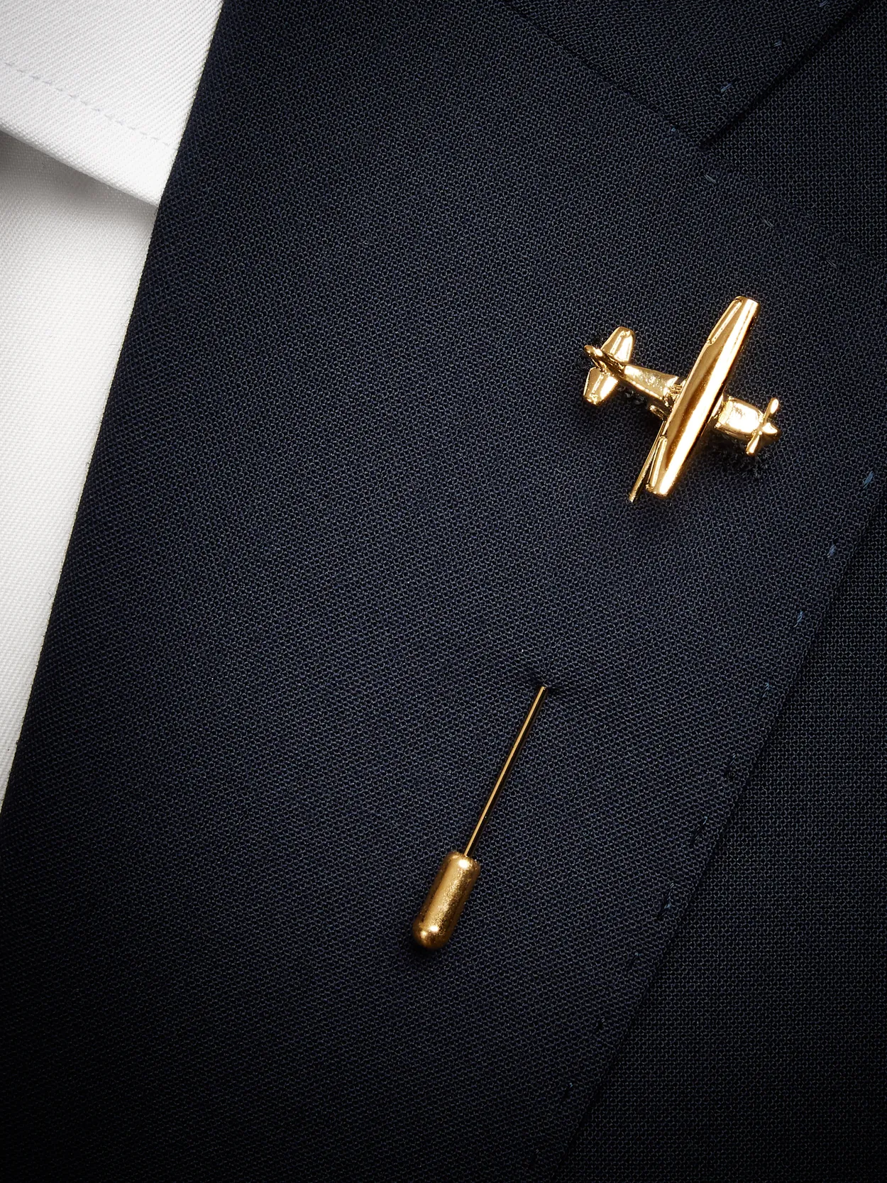 Gold Lapel Pin Airplane