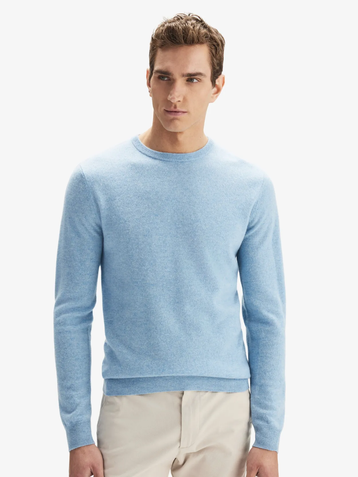 Hellblauer Kaschmirpullover