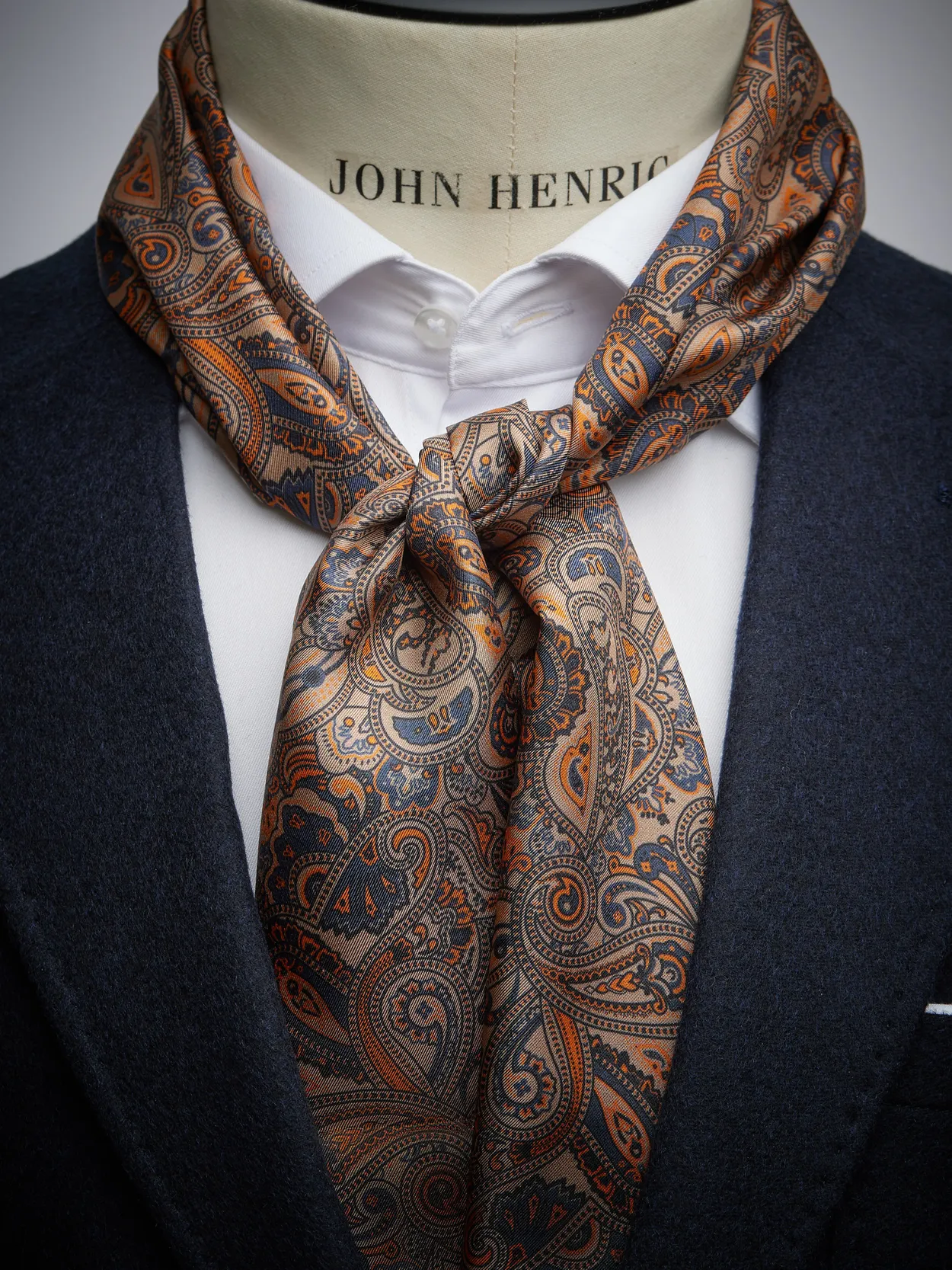 Beige Silk Scarf Paisley Buy online John Henric