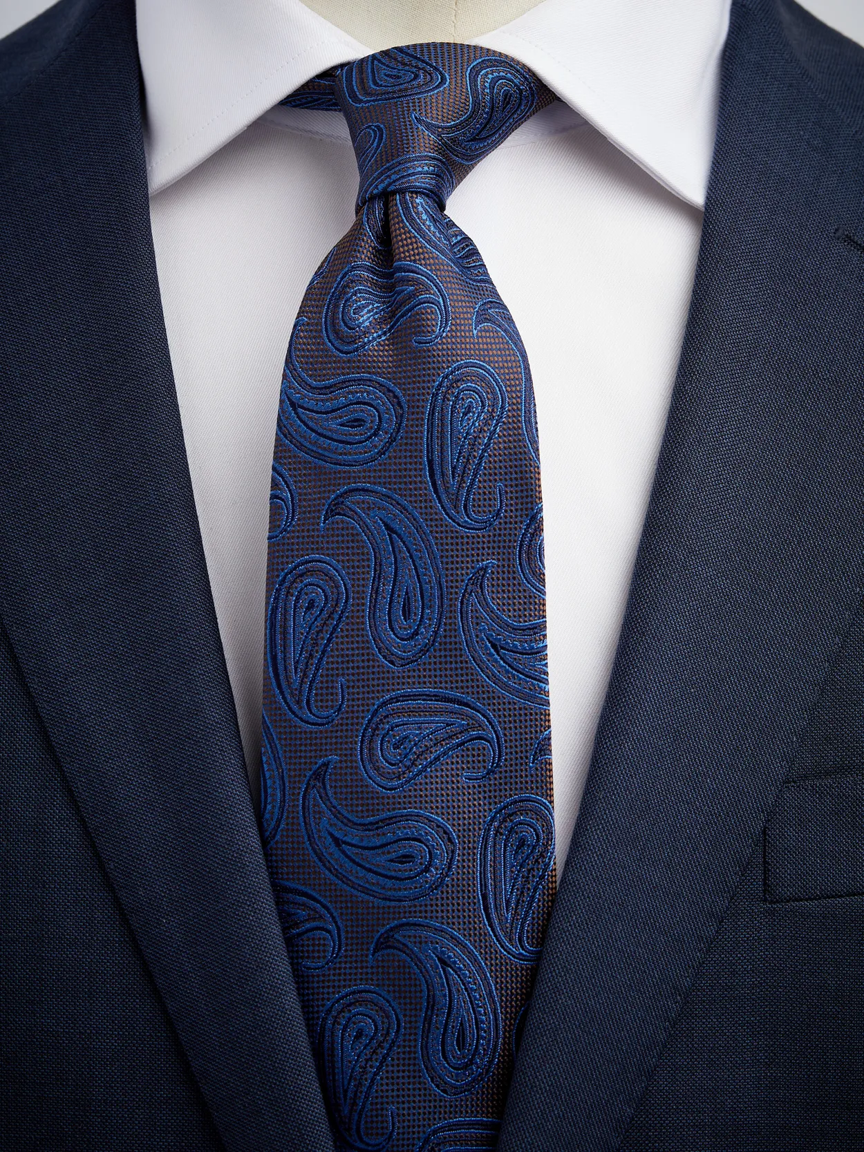 Blau & Beige Paisley Krawatte