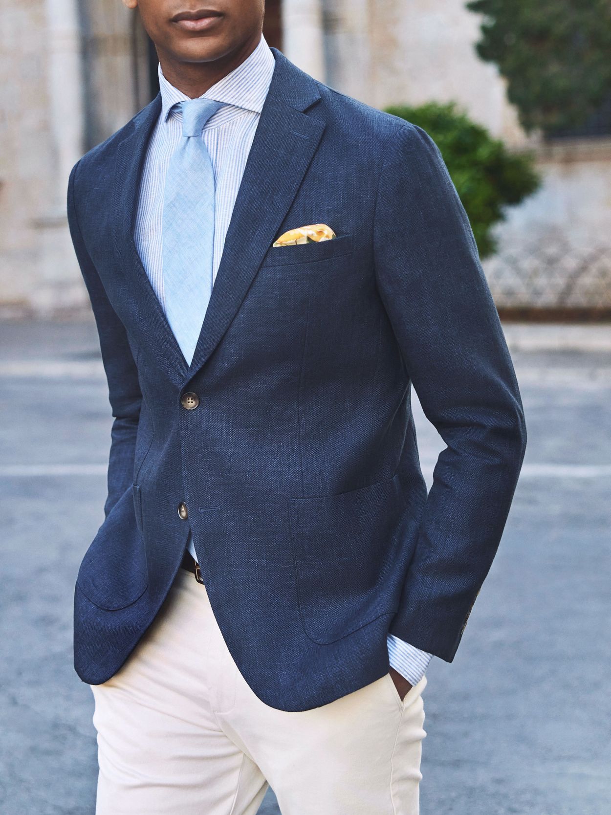 Navy blue best sale linen jacket