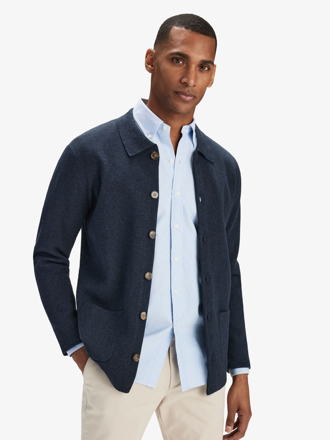 Blue discount cardigan jacket