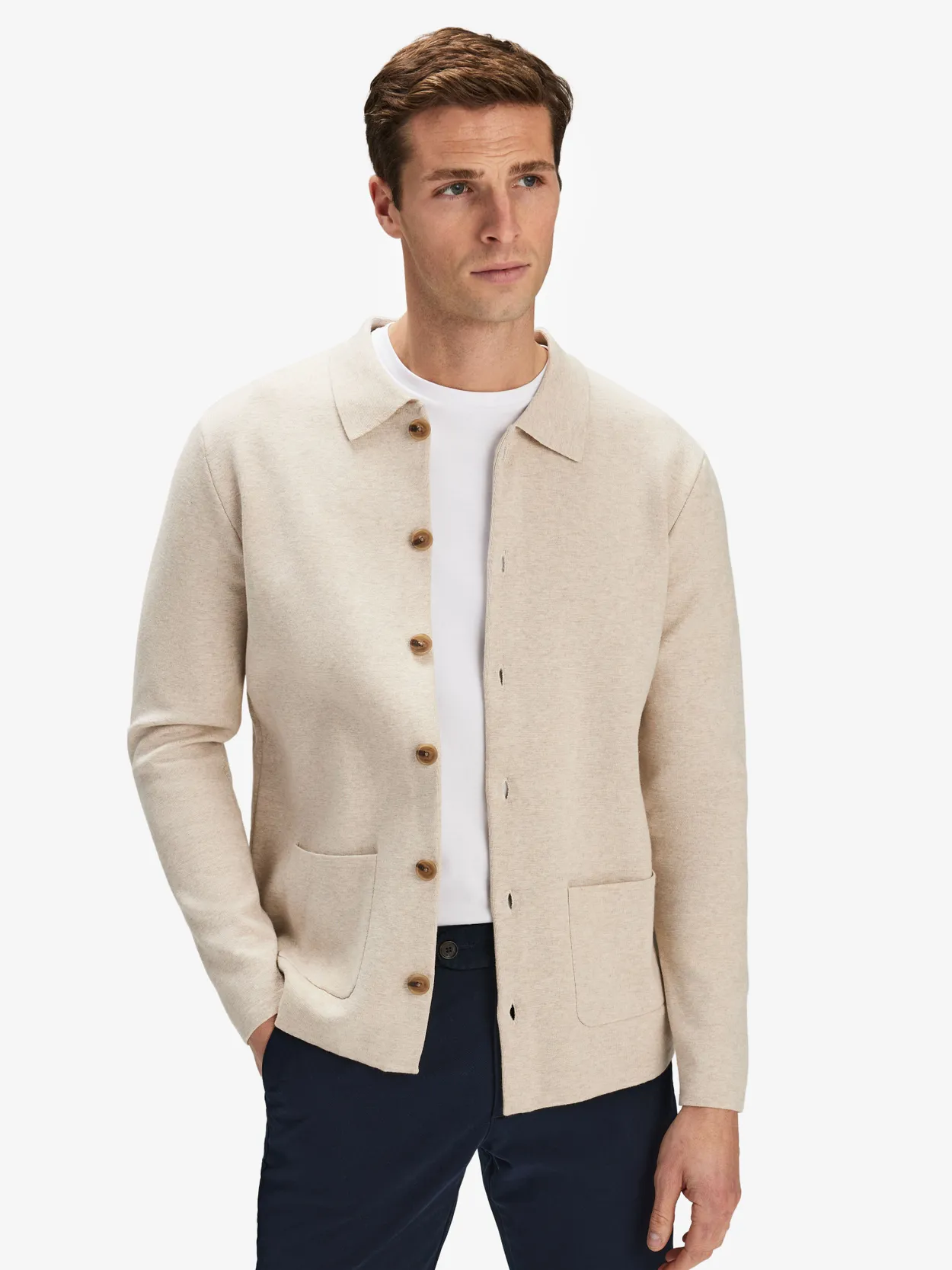 Beige Baumwoll Strickjacke