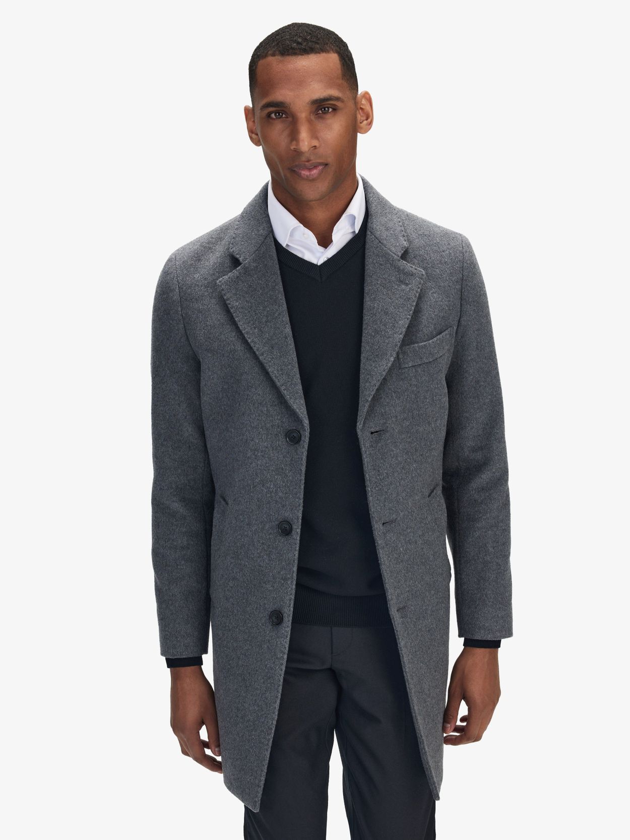 Grey single hotsell breasted coat