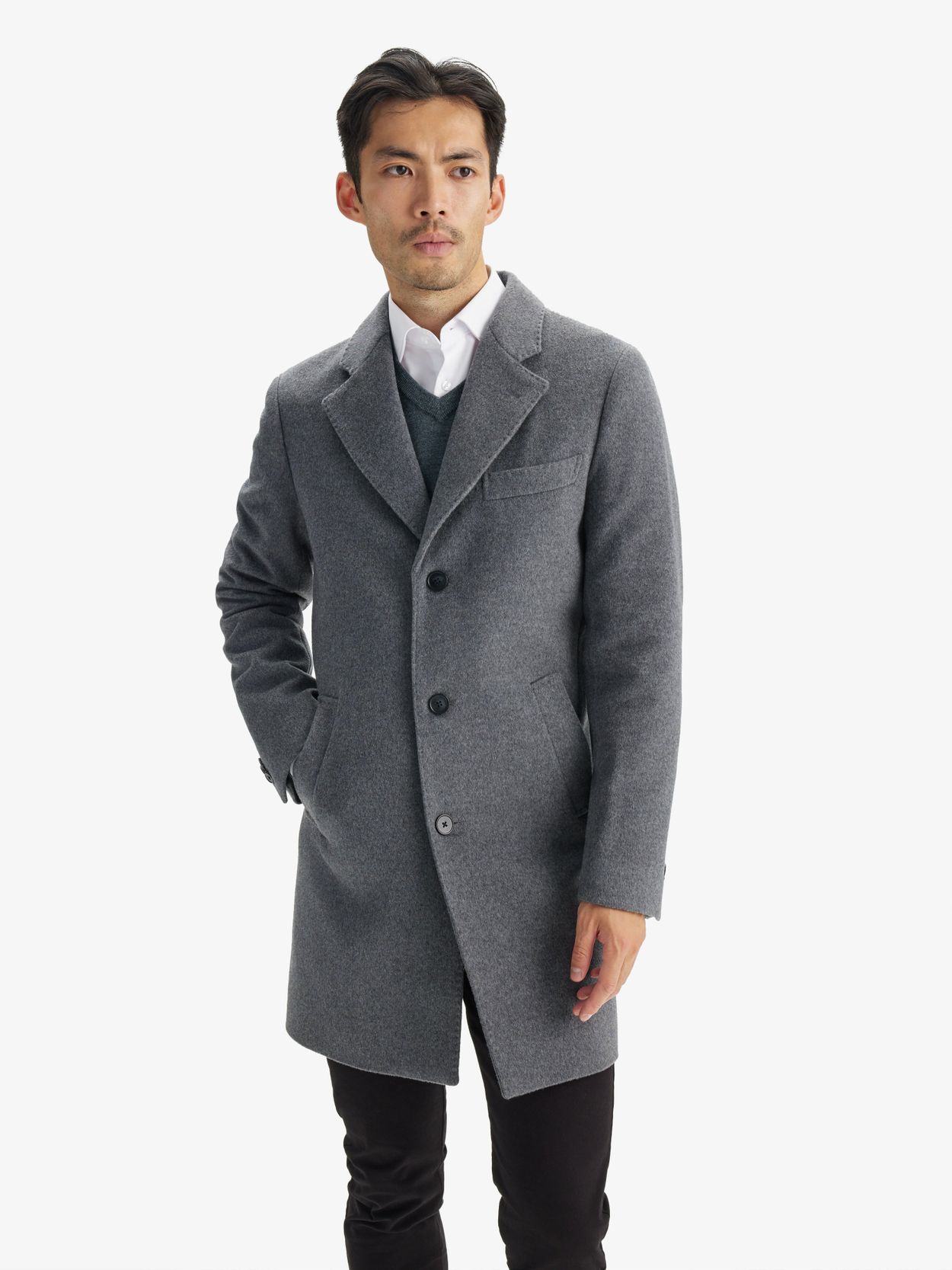 Tonywack Men's Tailored Wool and Cashmere Coat Grey