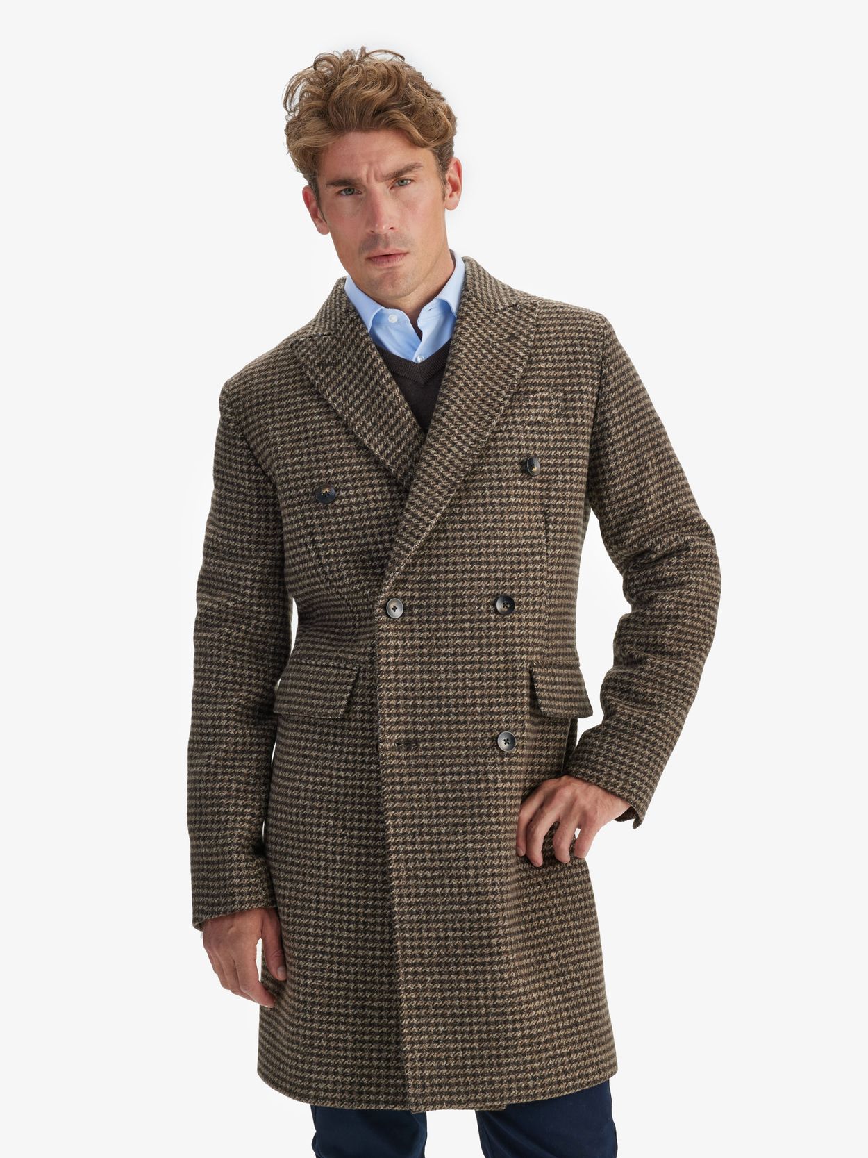 Brown Coat Houndstooth Wool