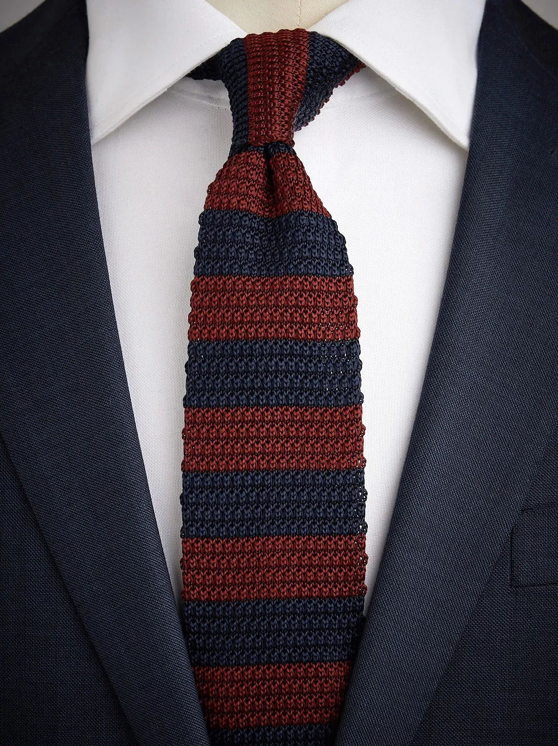 Blue & Burgundy Knitted Tie