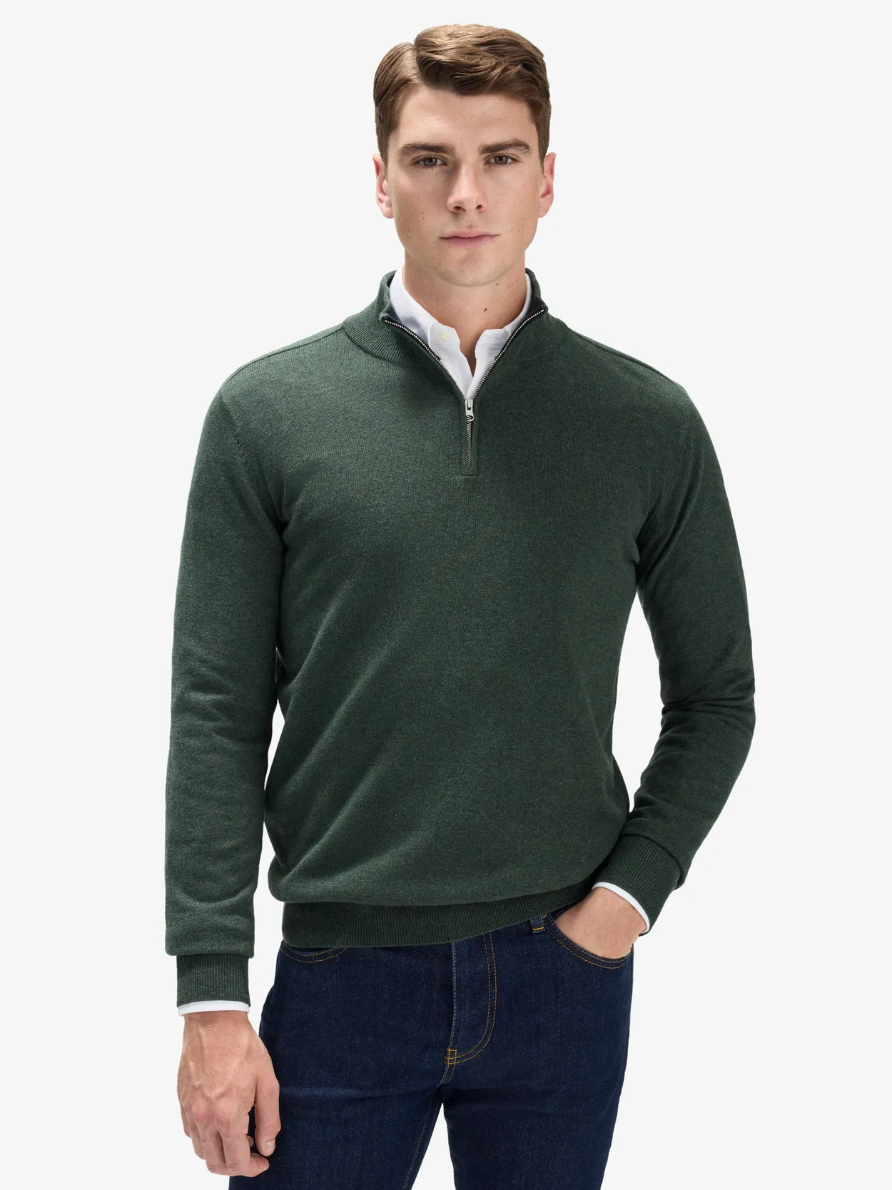 Grüner Reißverschluss Pullover