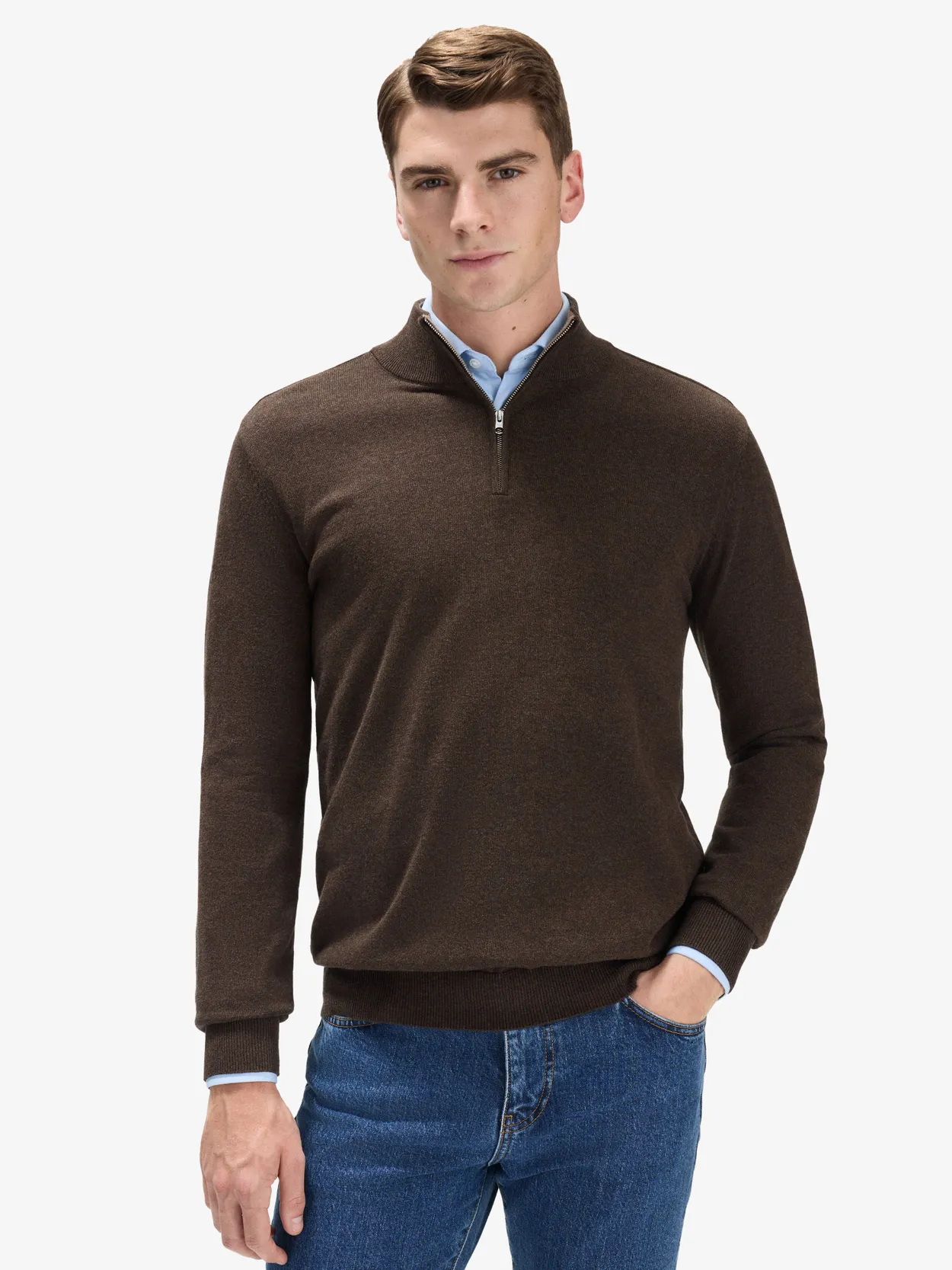 Brown  Zipper Sweater