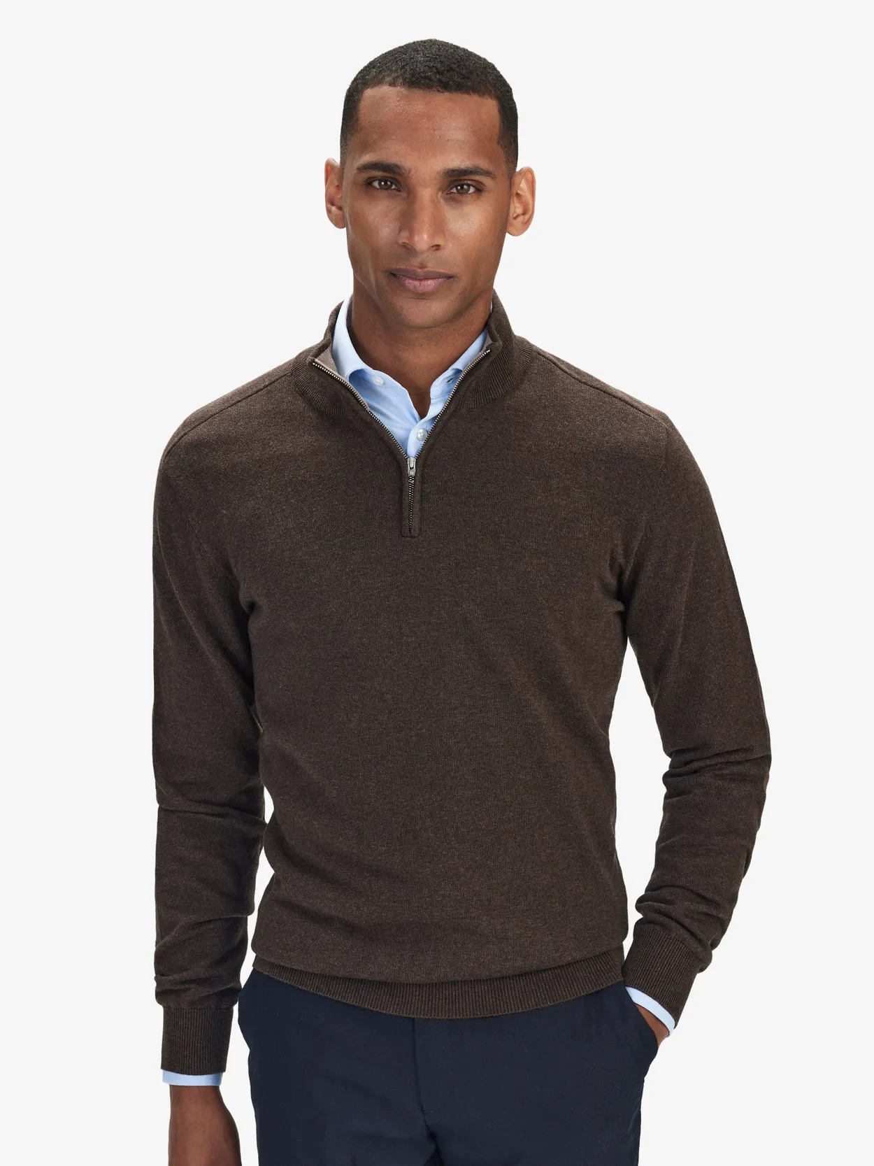 Brown  Zipper Sweater