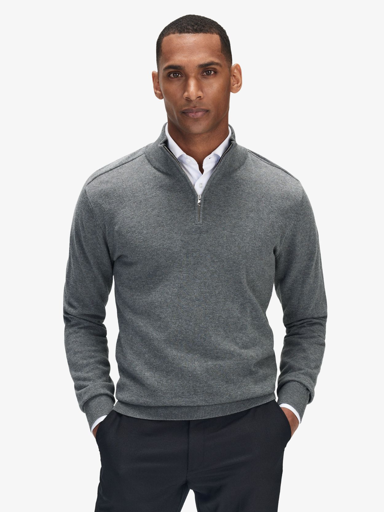 Grey zipper outlet sweater