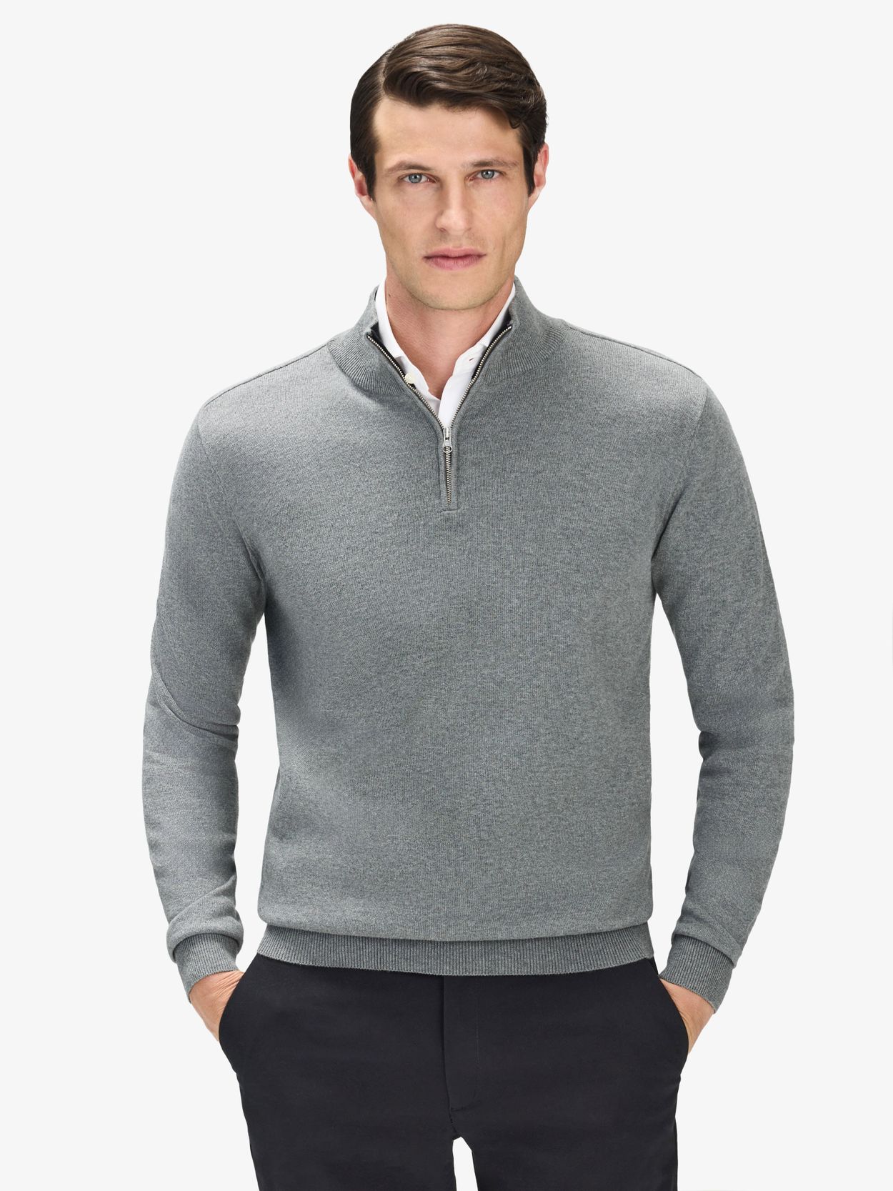 Grauer Reißverschluss Pullover