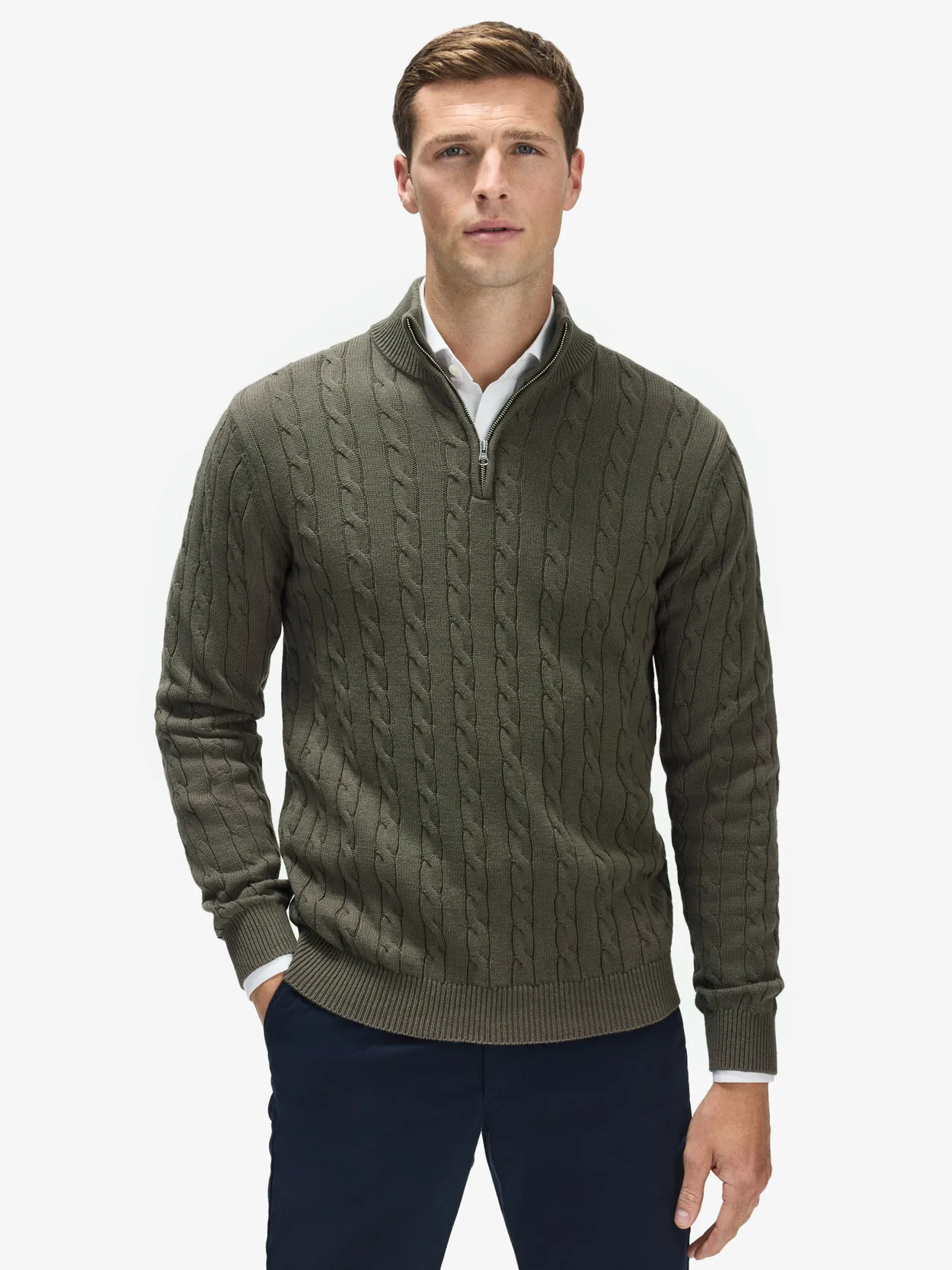 Taupe Reißverschluss Pullover