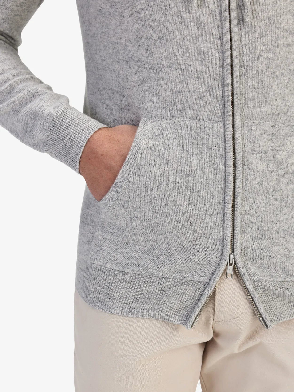 Grey cashmere clearance zip hoodie