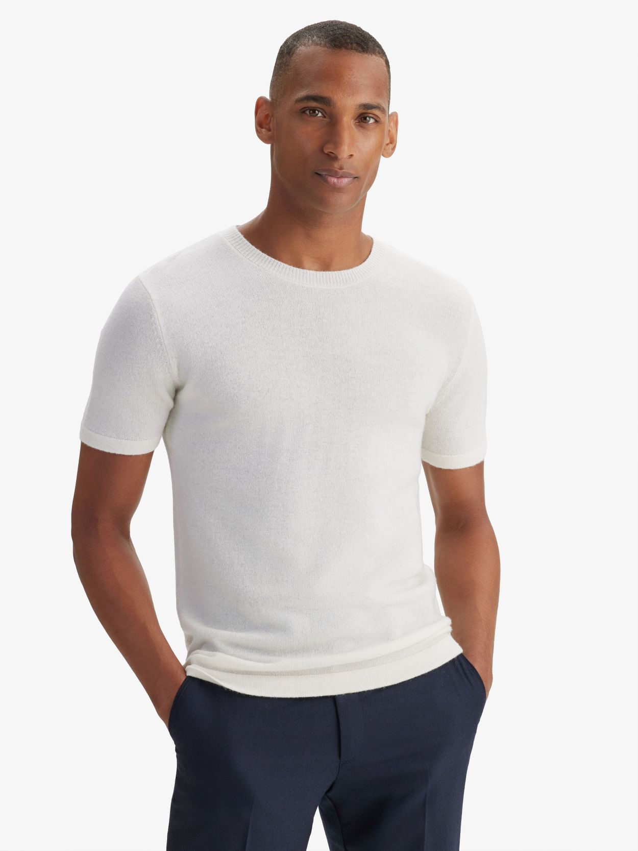 Witte Cashmere & Wol T-Shirt