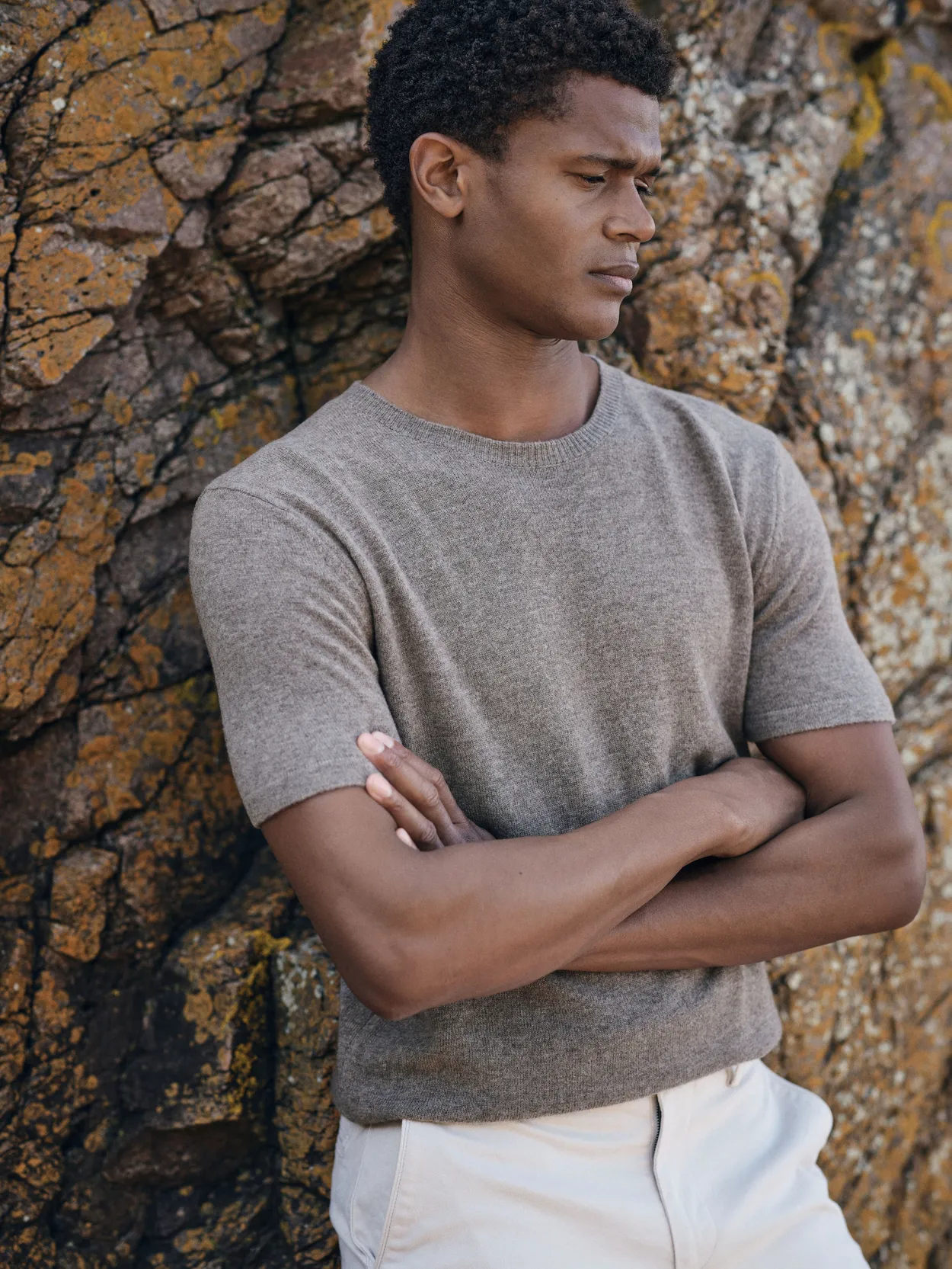 Brown Cashmere & Wool T-shirt