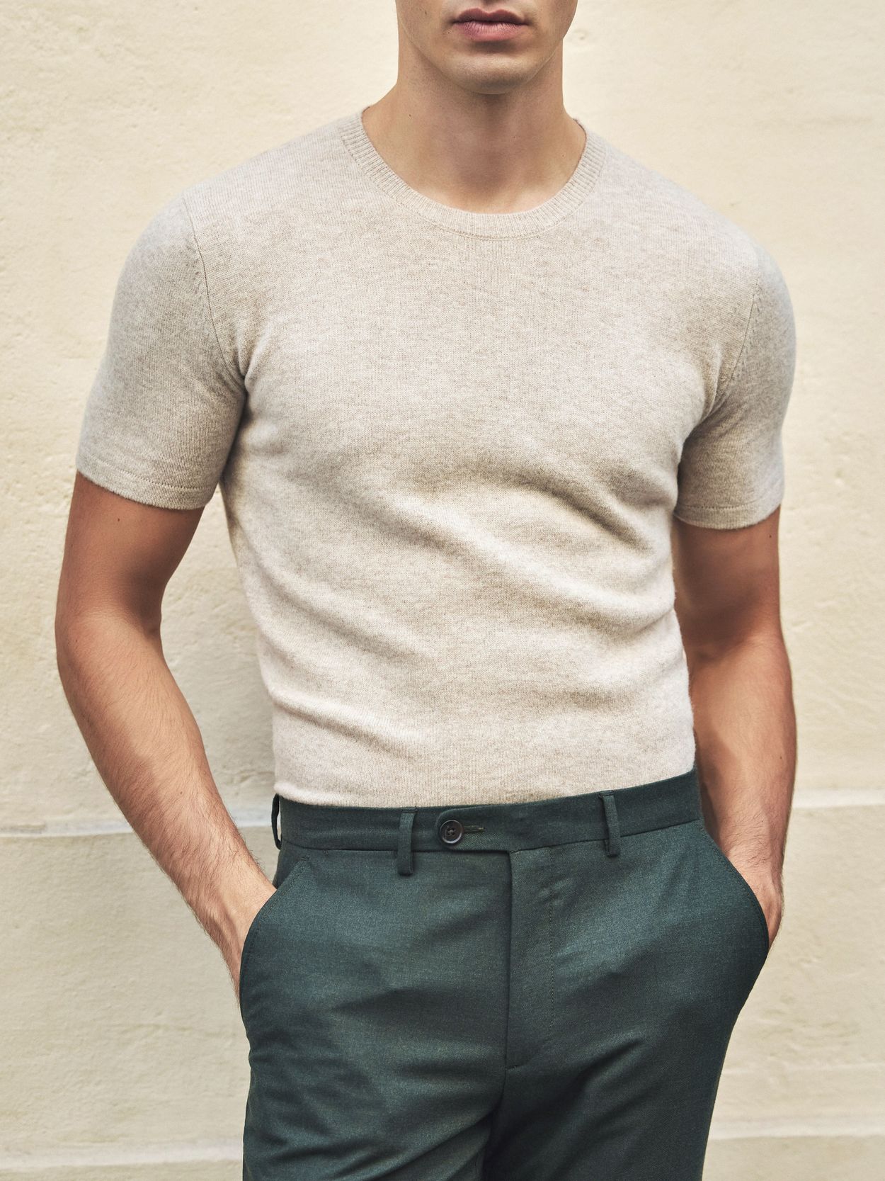 Beige Cashmere & Wool T-shirt