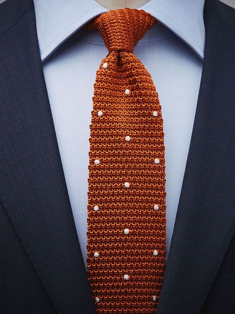 Cravate Homme Stafford 100% Soie - Orange à Rayures - Longueur Classique - Neuf