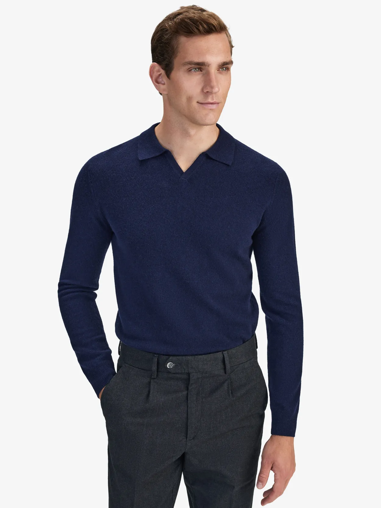 Blue Wool & Cashmere Polo