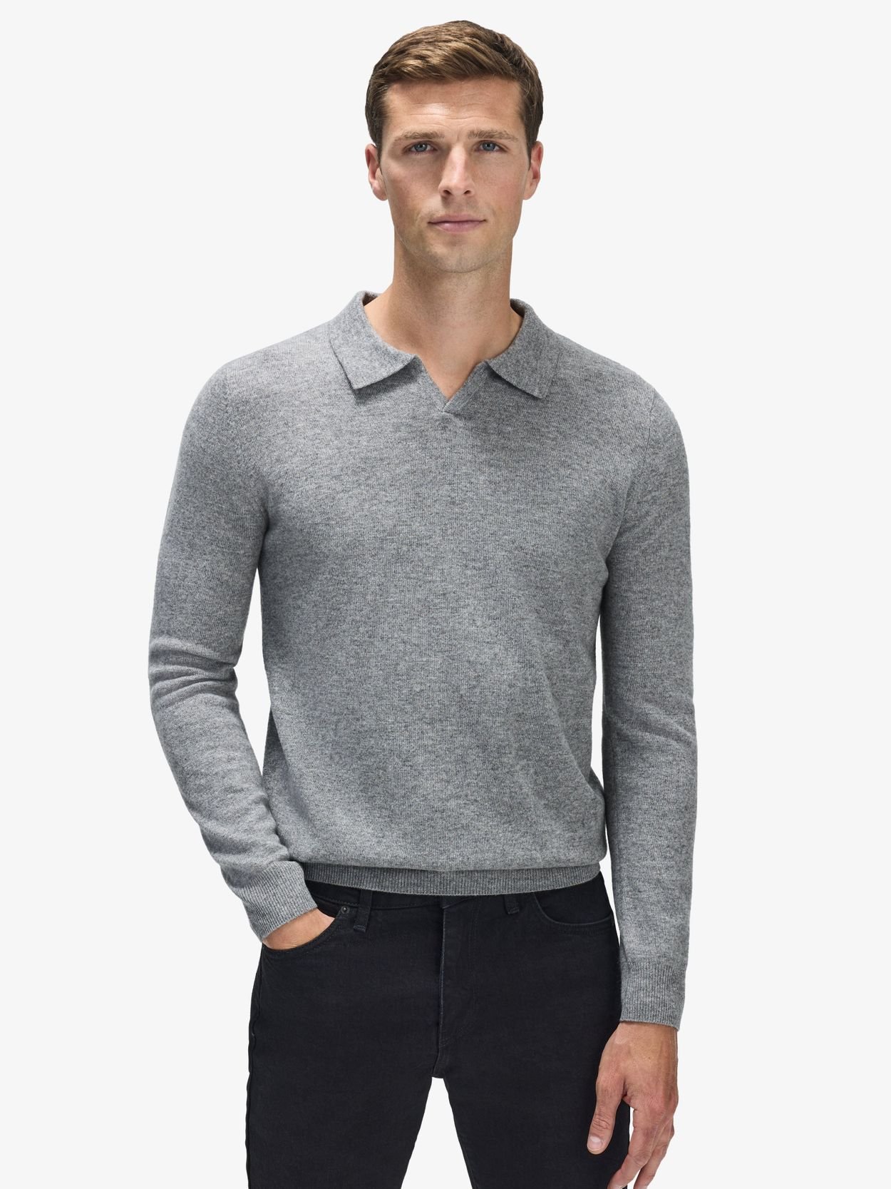 Grey Wool & Cashmere Polo