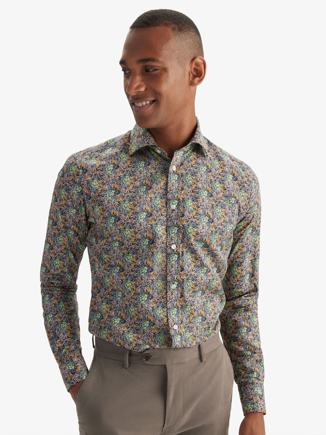 Dark blue sale printed shirt