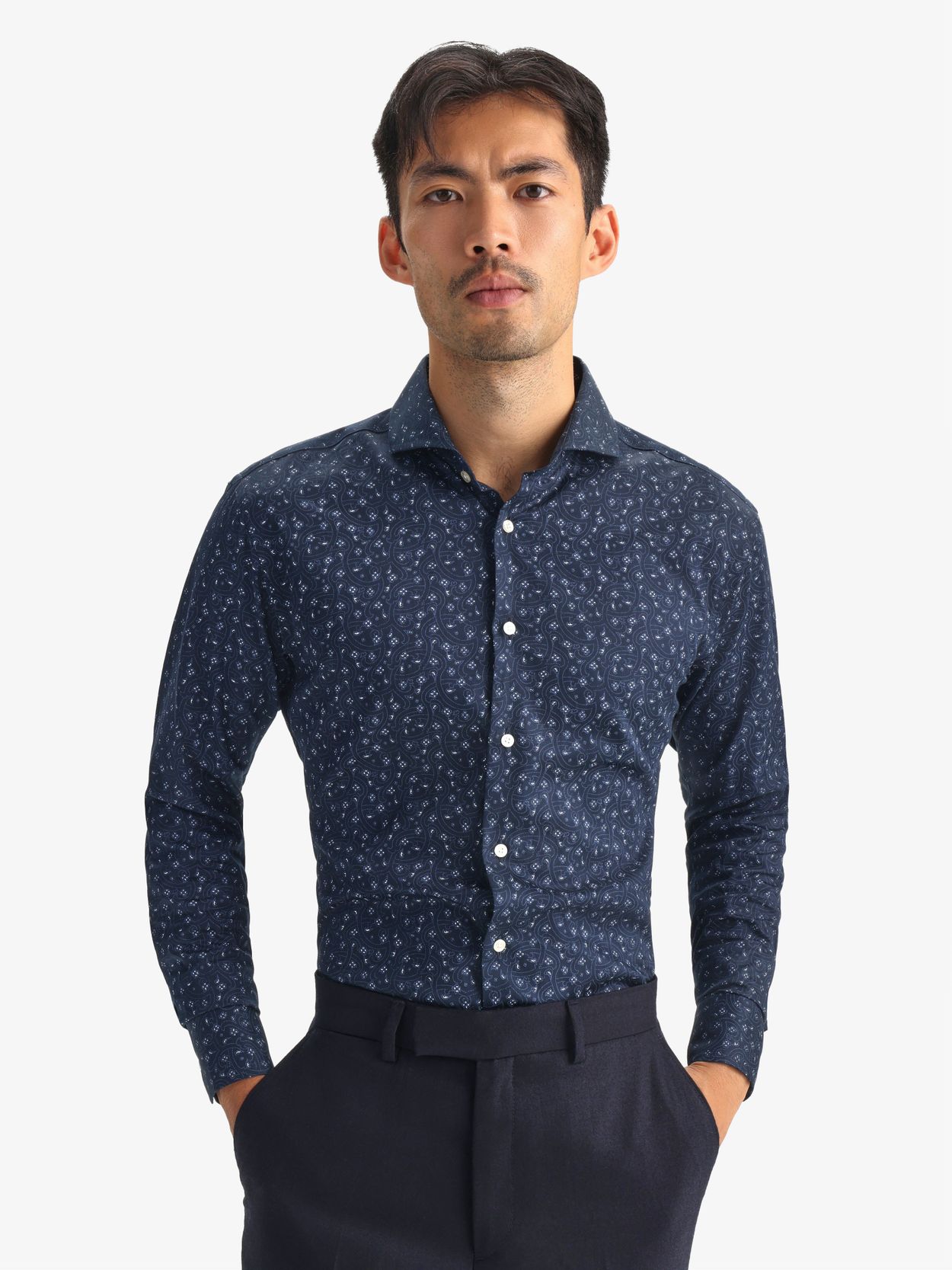 Chemise à Motifs Bleu Foncé