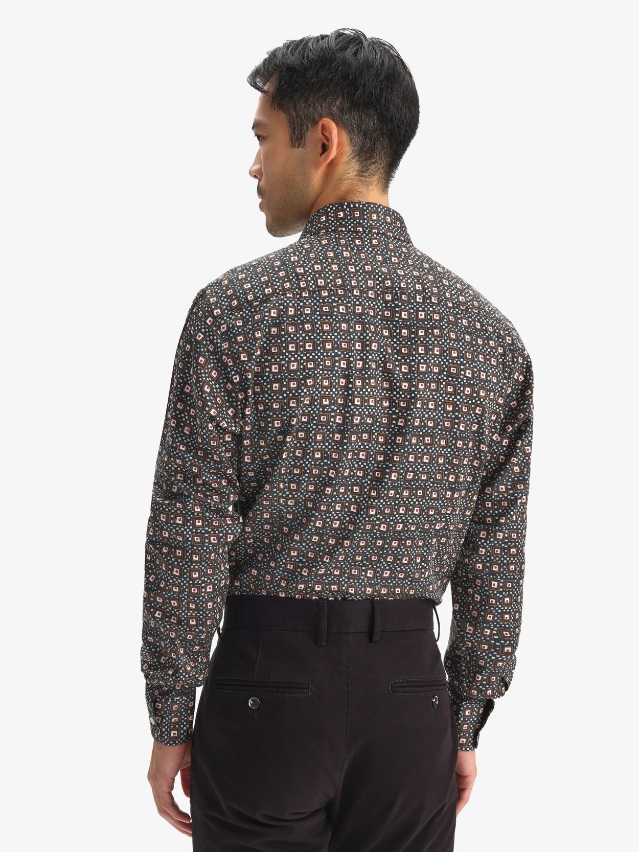 Black pattern hot sale dress shirt