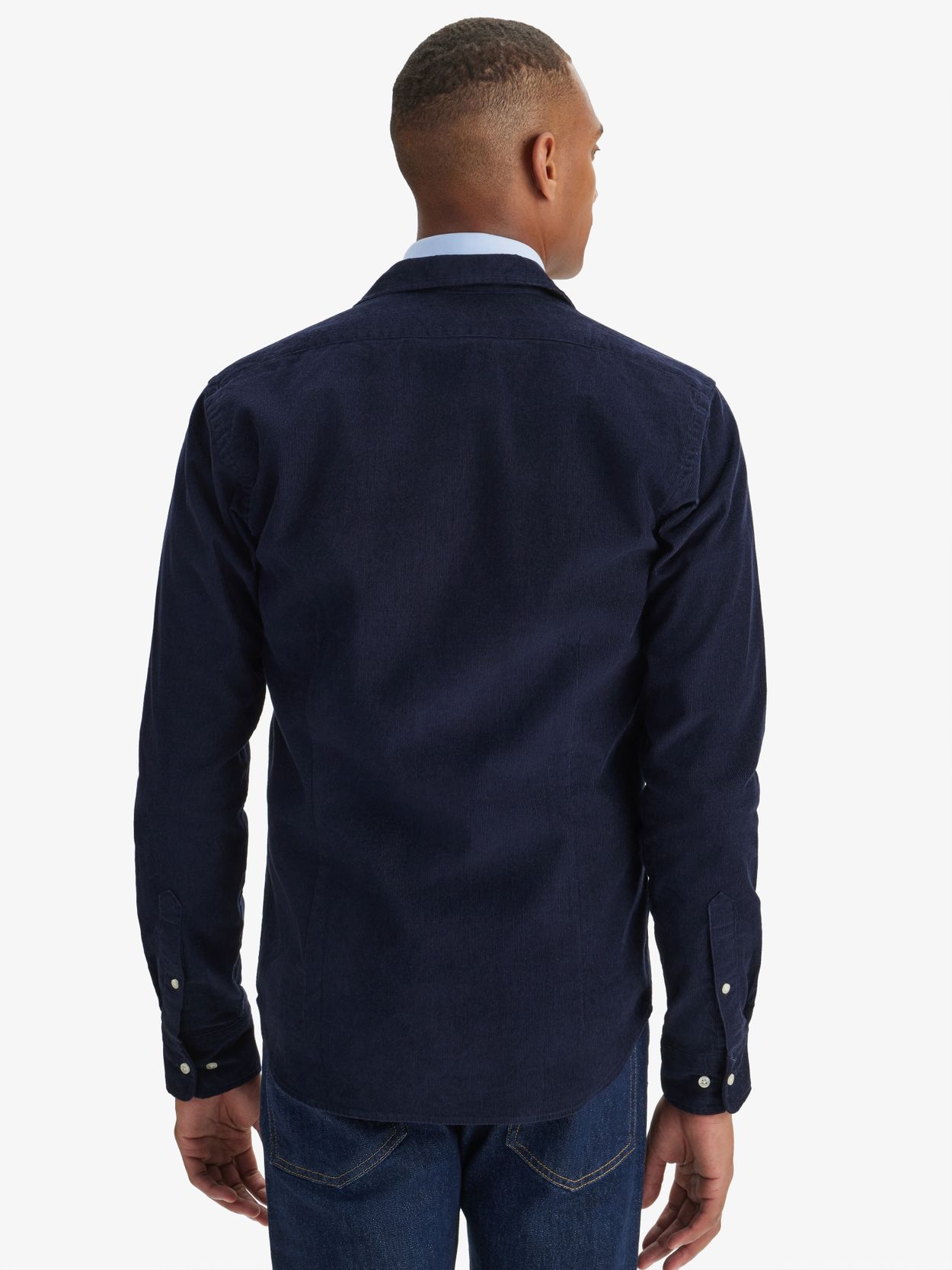 Blue Corduroy Zipper Shirt