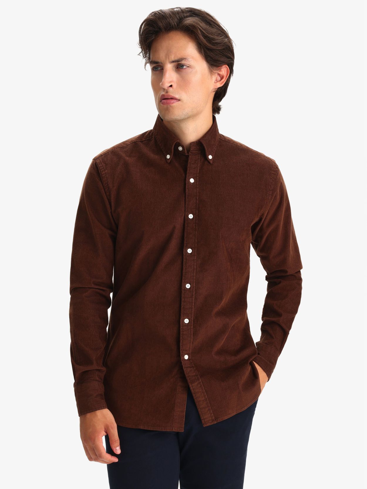 Chemise en Velours Côtelé Marron