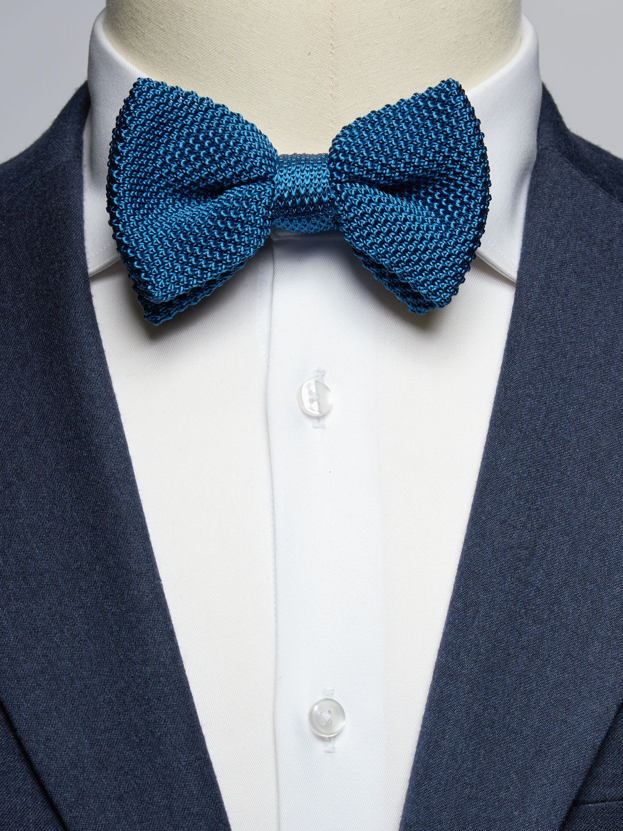 Blue Knitted Bow Tie